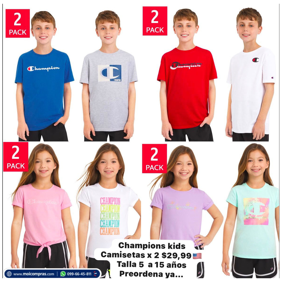 Camisetas Champion infantiles x2 - Moi Compras