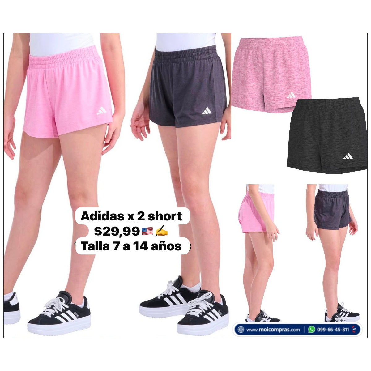 Shorts Adidas niña x2 - Moi Compras