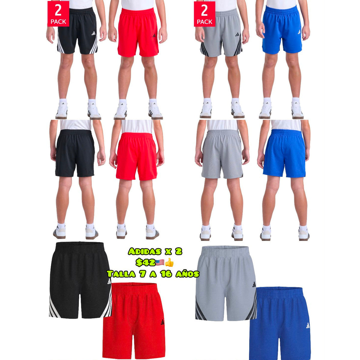 Shorts Adidas niño x2 - Moi Compras
