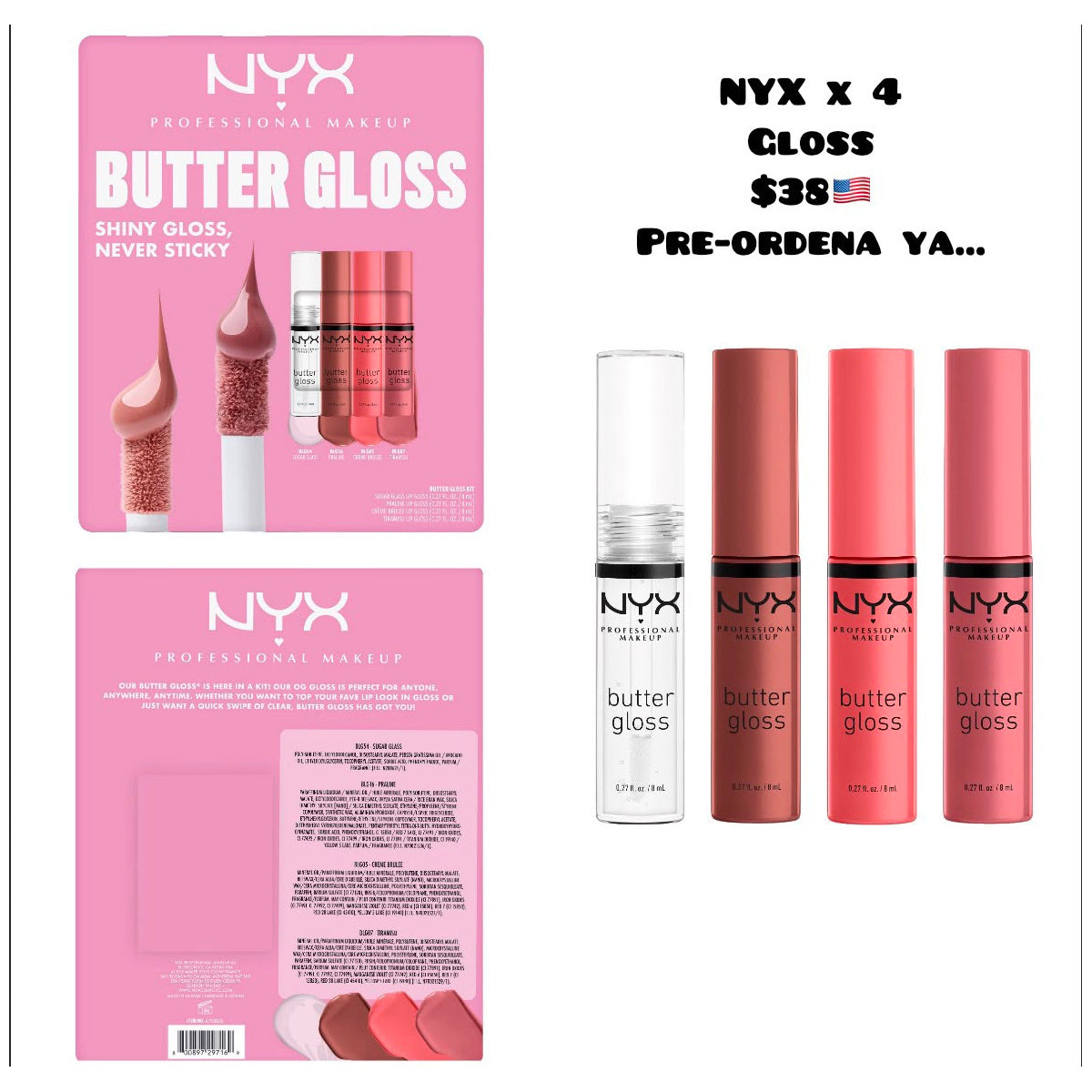 Gloss NYX Butter Gloss x4 - Moi Compras