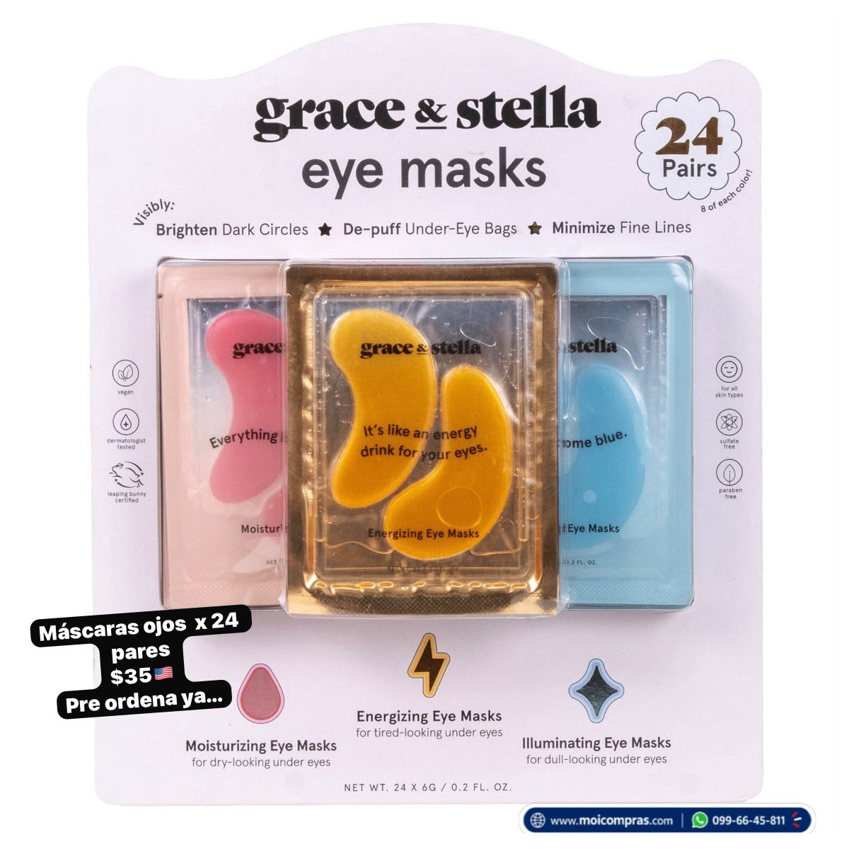 Parches para ojos Grace & Stella x24 pares - Moi Compras