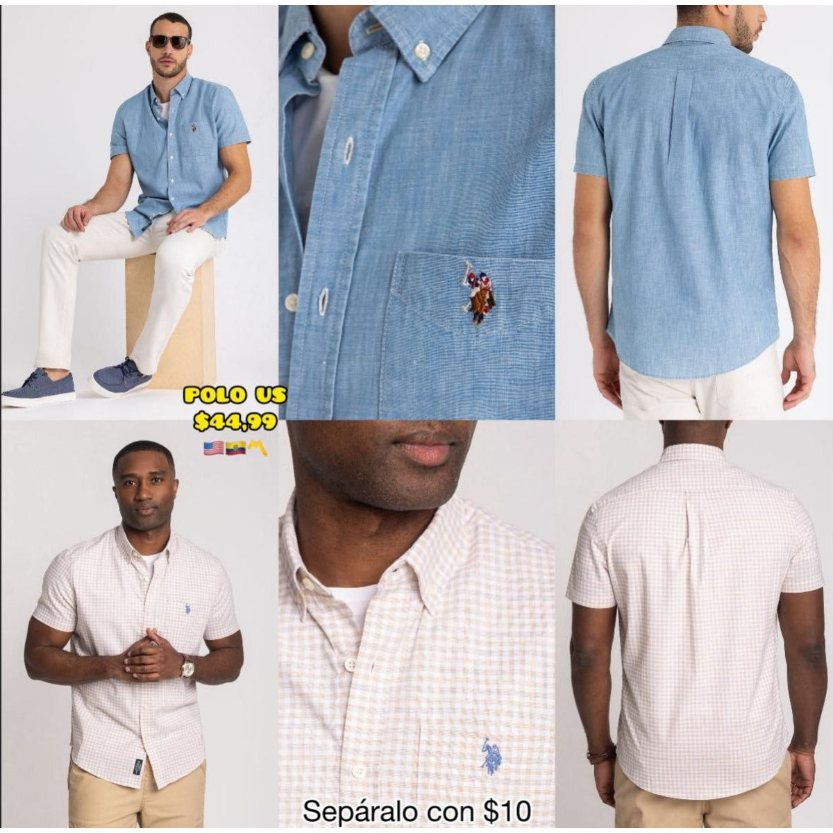 Camisa manga corta U.S. Polo Assn. para hombre - Modelo 46