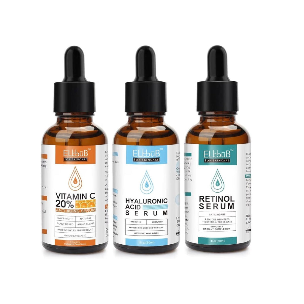 Suero facial que desafía la edad, vitamina C, retinol y ácido hialurónico para arrugas, líneas finas, firmeza de la piel y retención de humedad, refuerzo de colágeno y nutrición profunda pack x 3