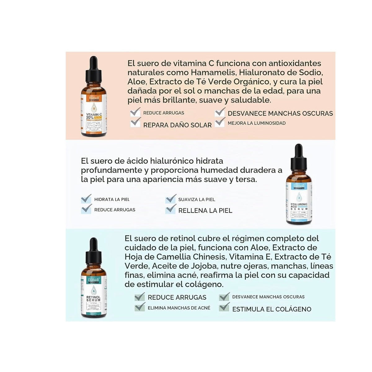 Suero facial que desafía la edad, vitamina C, retinol y ácido hialurónico para arrugas, líneas finas, firmeza de la piel y retención de humedad, refuerzo de colágeno y nutrición profunda pack x 3