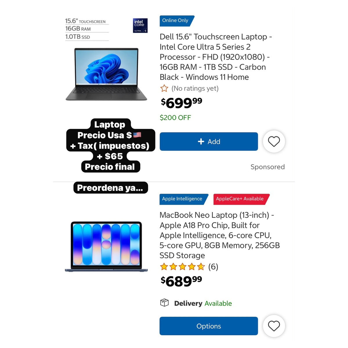 Laptop Dell 15.6 Intel Core Ultra 5 16GB/1TB - Precio USA + Tax + $65 envío - Moi Compras
