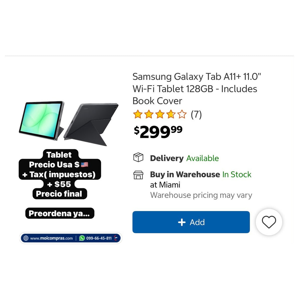 Tablet Samsung Galaxy Tab A11+ 11 128GB con funda - Precio USA + Tax + $55 envío - Moi Compras