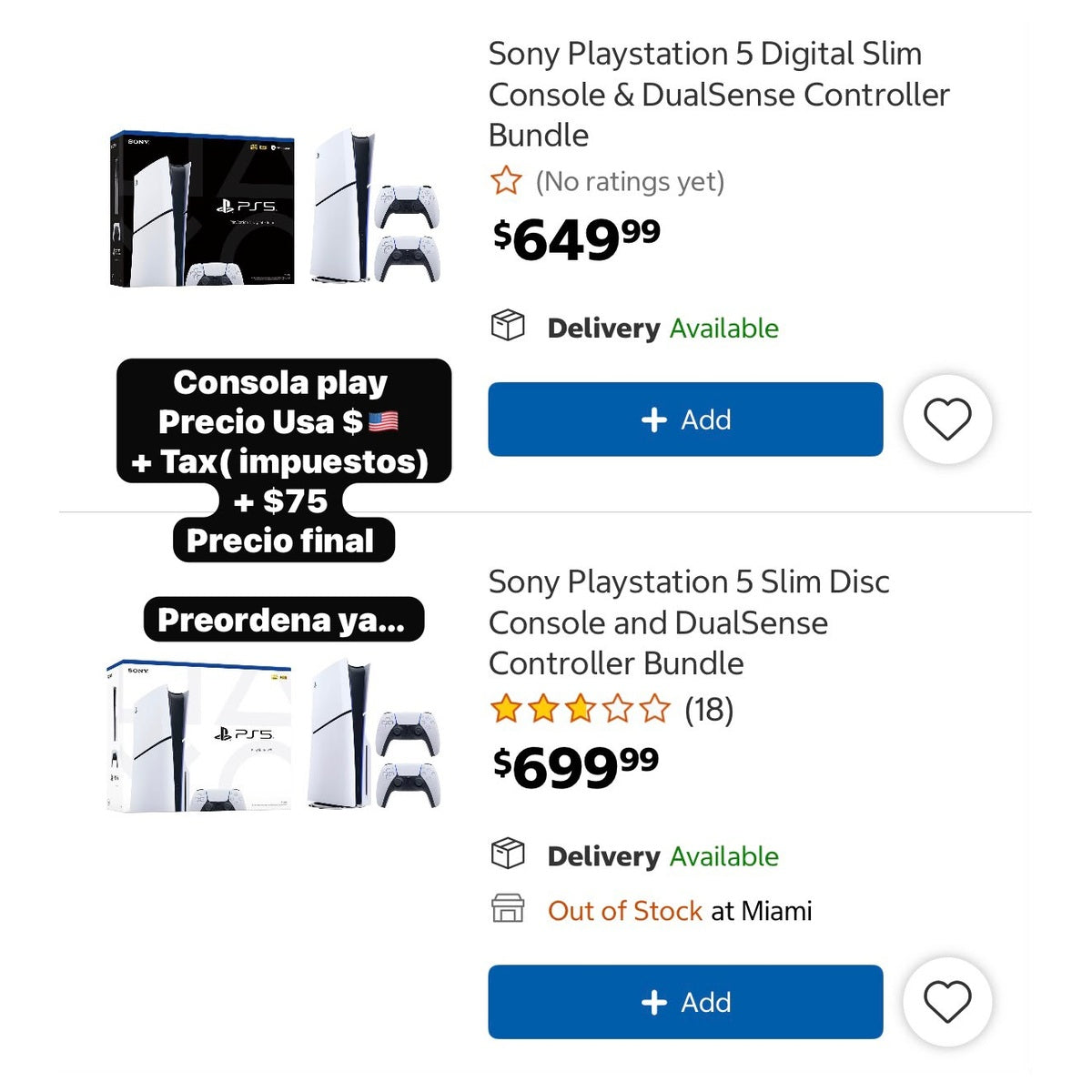Consola PlayStation 5 Digital Slim con DualSense - Precio USA + Tax + $75 envío - Moi Compras