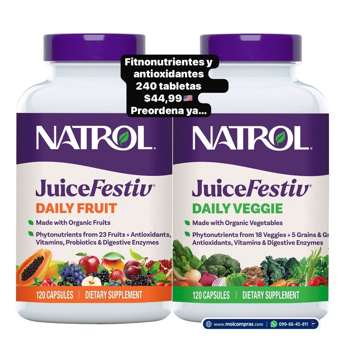 Natrol JuiceFestiv Daily Fruit + Daily Veggie x240 - Moi Compras
