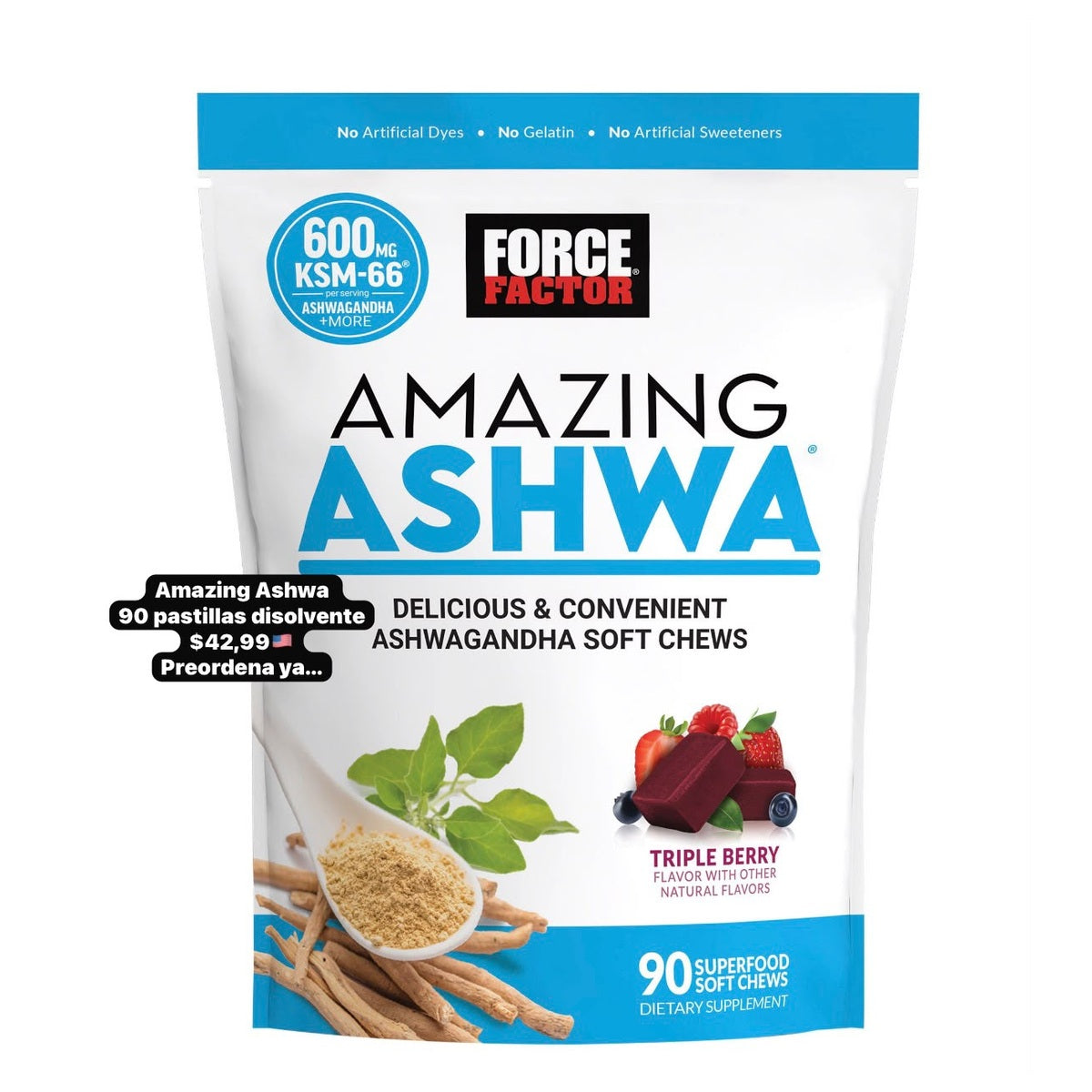 Amazing Ashwa KSM-66 x90 masticables - Moi Compras