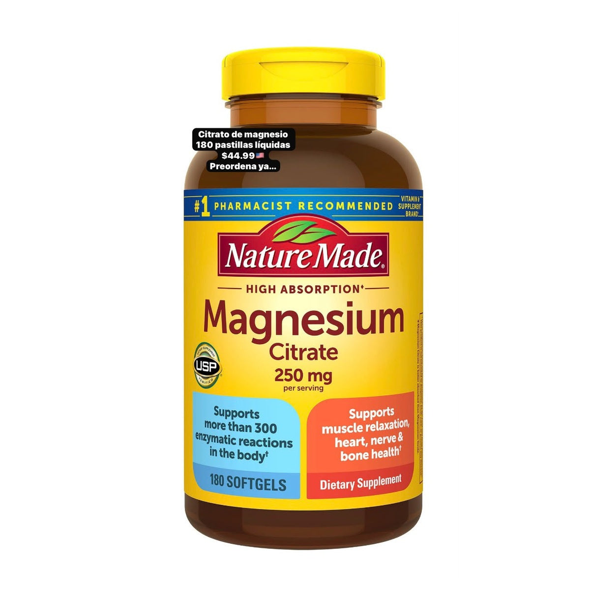 Citrato de magnesio Nature Made x180 cápsulas blandas - Moi Compras