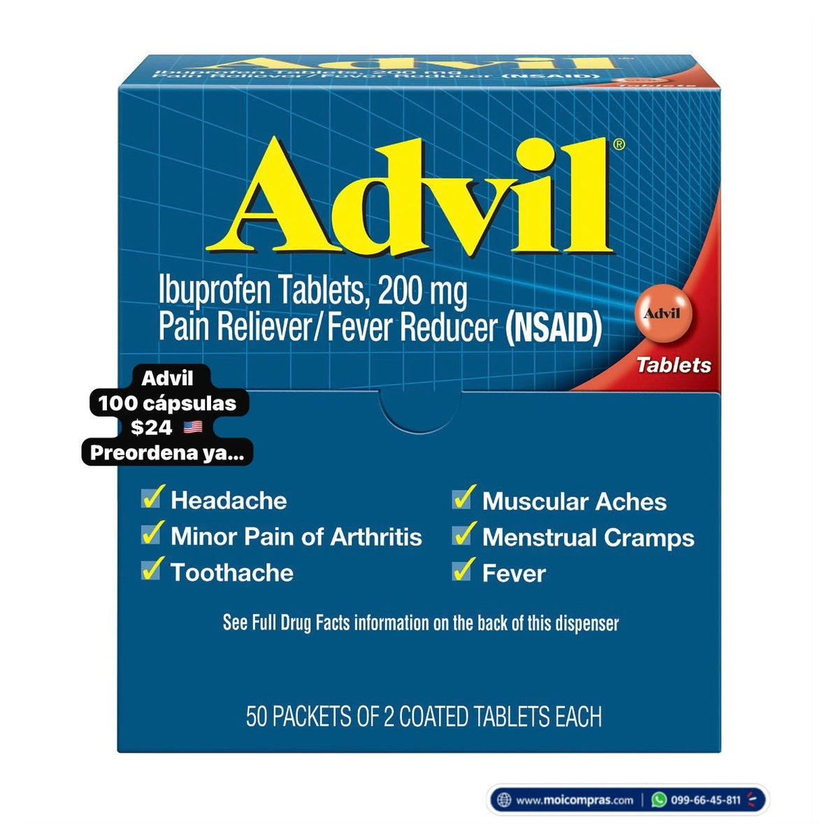 Advil ibuprofeno 200 mg x100 tabletas - Moi Compras