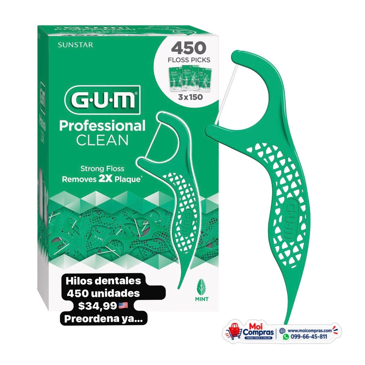 GUM hilo dental Professional Clean x450 - Moi Compras