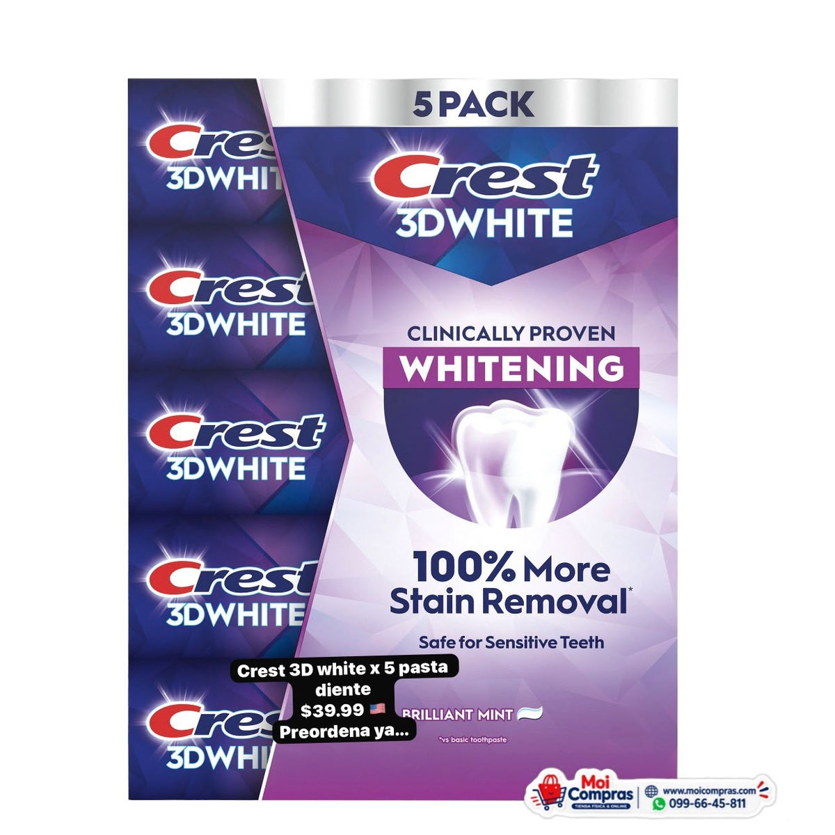 Crest 3D White pasta dental x5 - Moi Compras