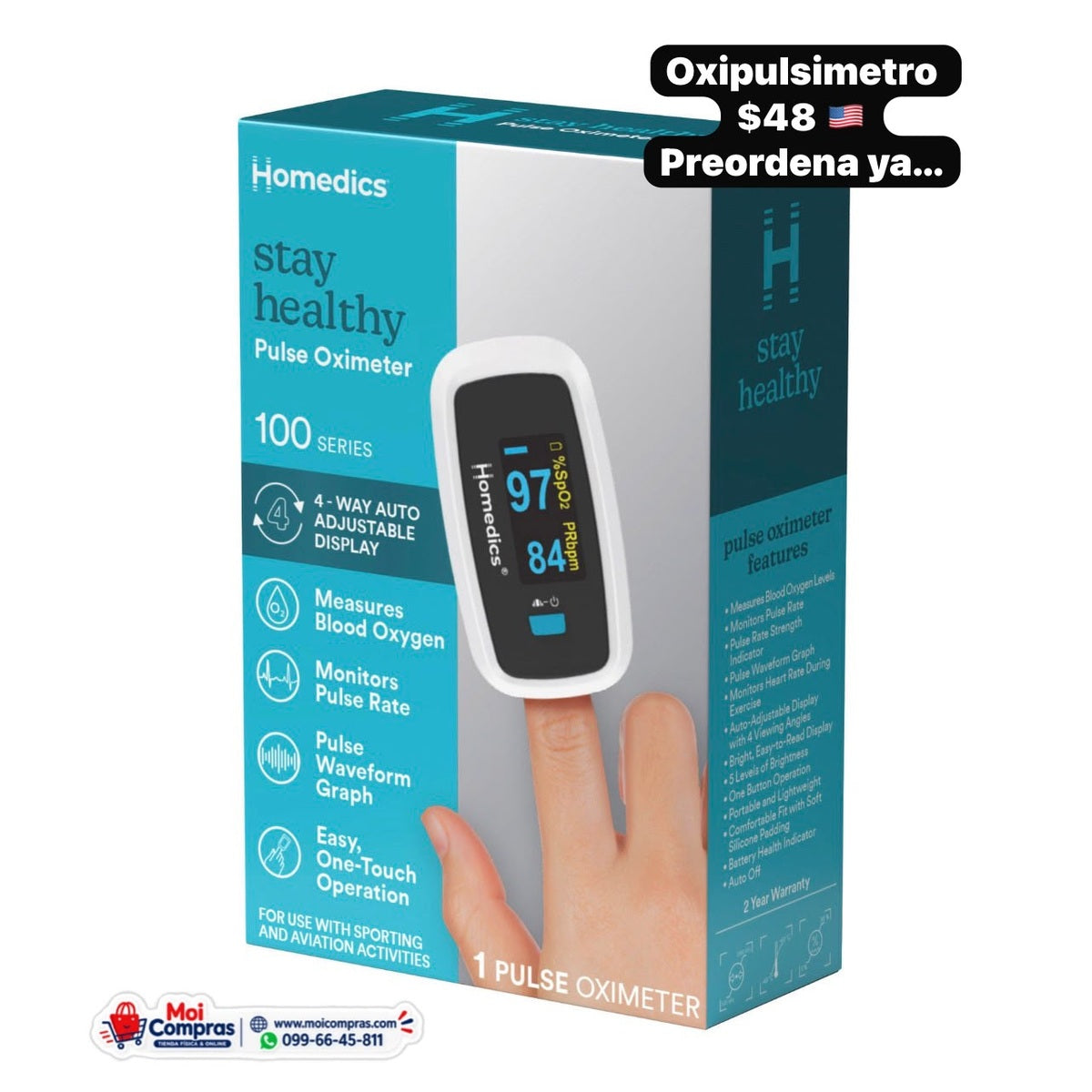 Oxímetro de pulso Homedics - Moi Compras