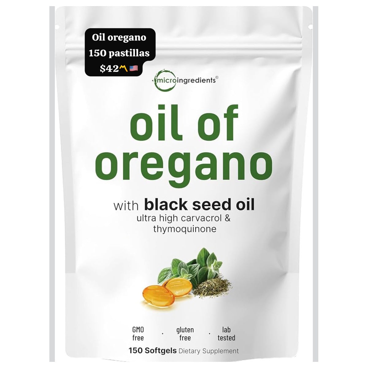 Aceite de orégano con aceite de semilla negra x150 - Moi Compras