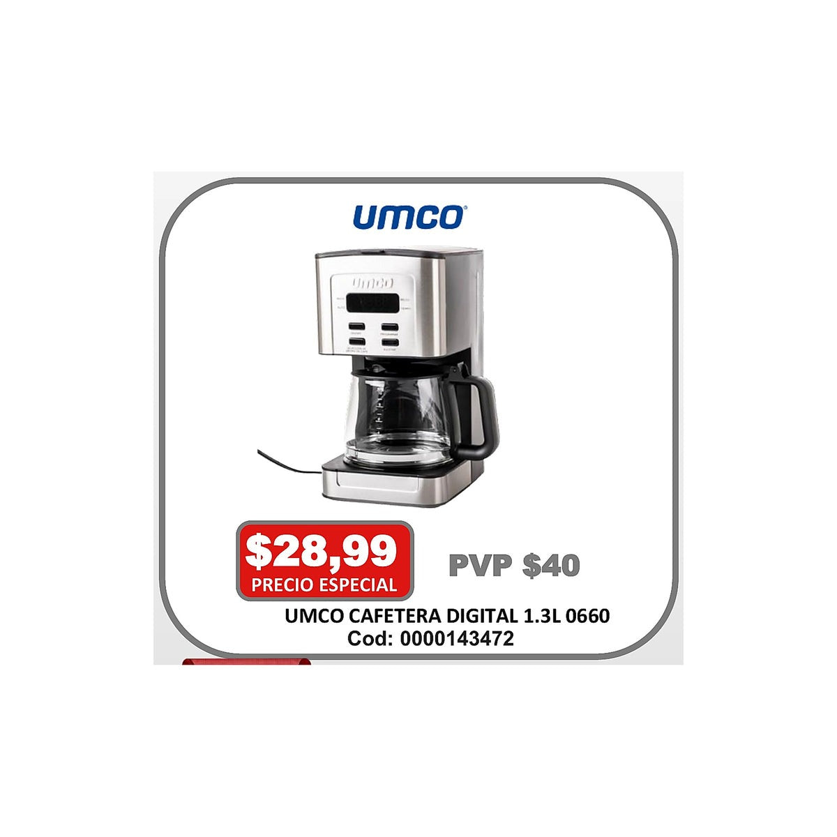 UMCO CAFETERA DIGITAL 1.3L 0660