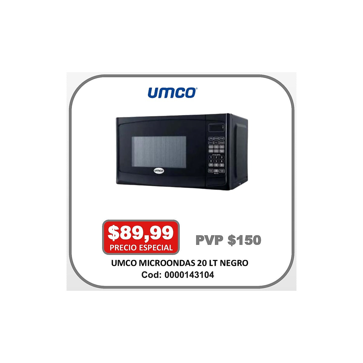 UMCO MICROONDAS 20 LT NEGRO