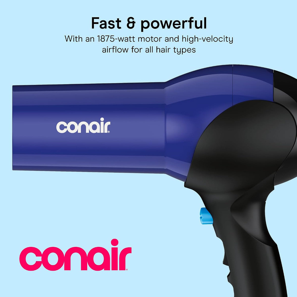 Secador Conair Iónico 1875 W - Negro - Práctico para incorporar a tu rutina - Diseñado para brindar comodidad en cada uso