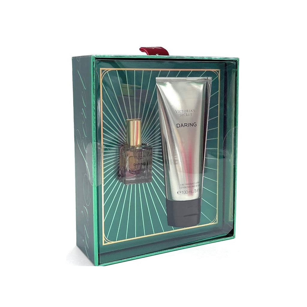 Victoria's Secret Daring Set de regalo de 2 piezas Mini Eau De Parfum .25 fl oz y loción de fragancia 3.4 fl oz
